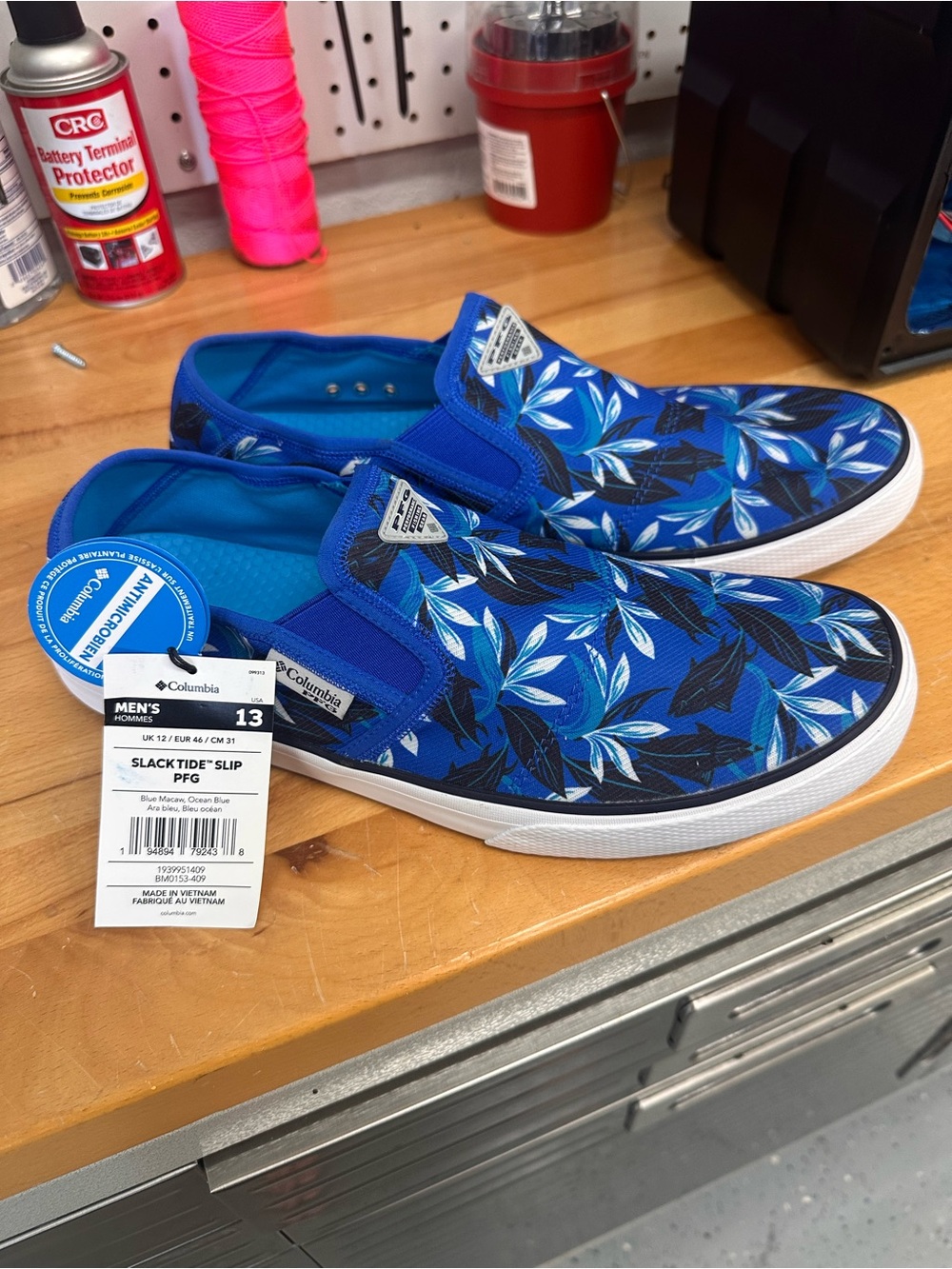 Columbia Blue Floral Slip-On Sneakers for Kids
